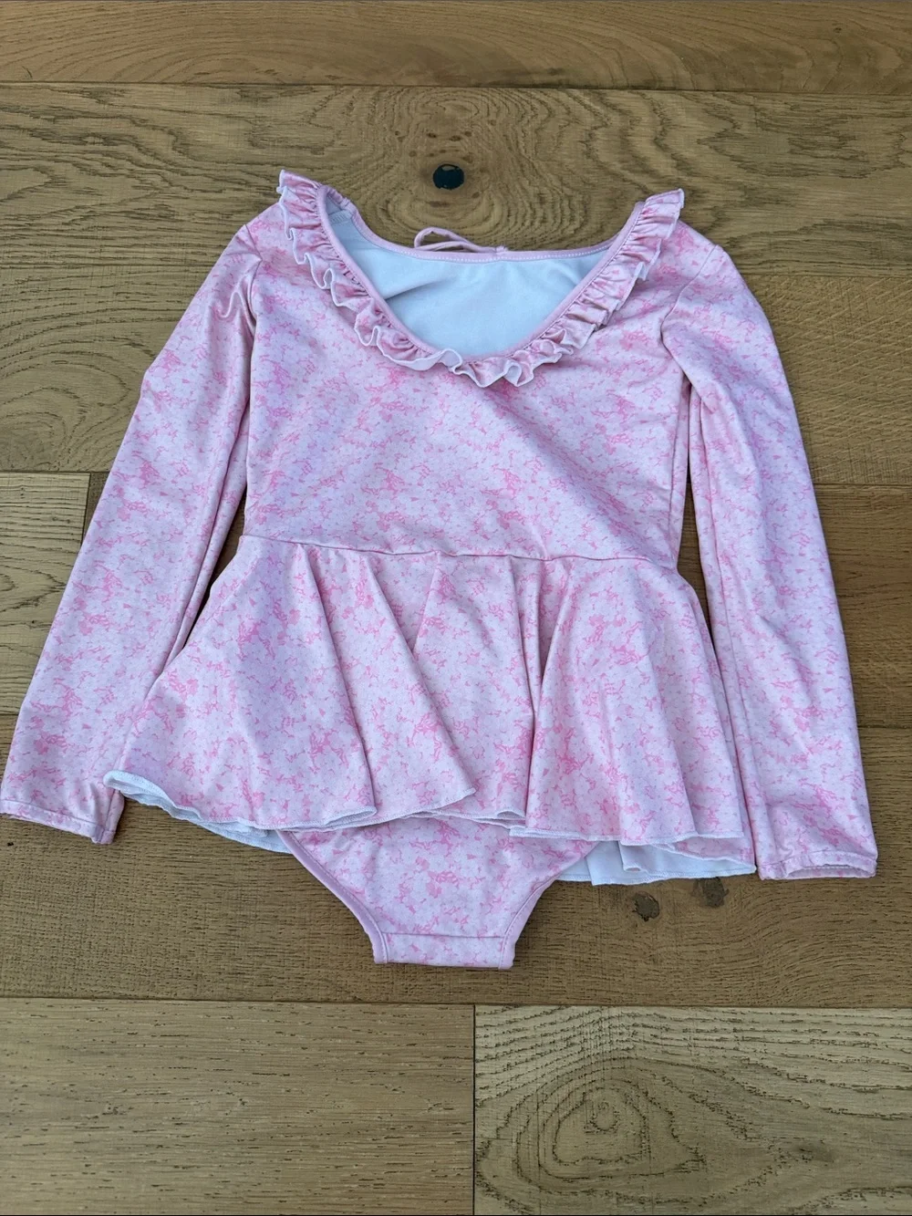 SweetHoney Pink Long-Sleeve One-Piece Leotard with Skirt